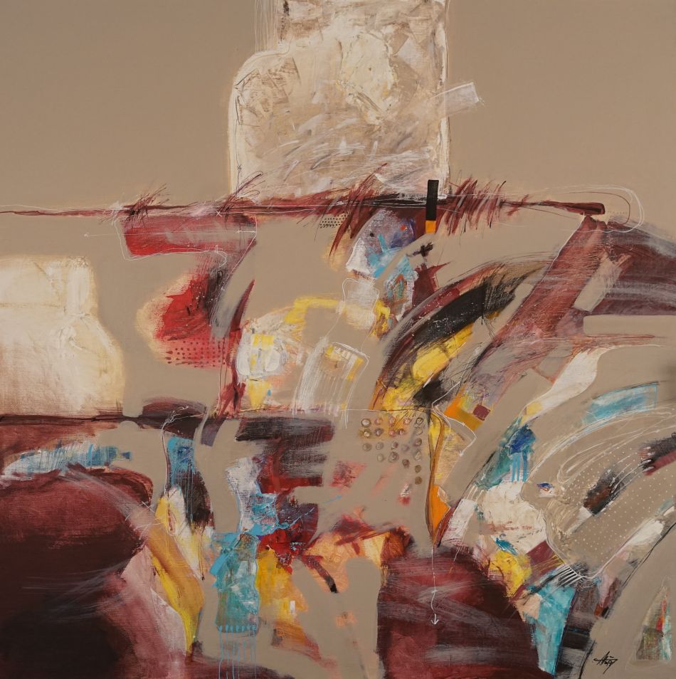 Das Bild zeigt das Kunstwerk Chasing the line III, der rumänsichen Künstlerin Elena Dragulelei