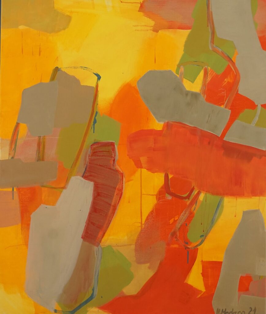 Das Bild zeigt das Kunstwerk der österreichischen Künstlerin Helga Madera, mit dem Titel Mittag in der Blockheide