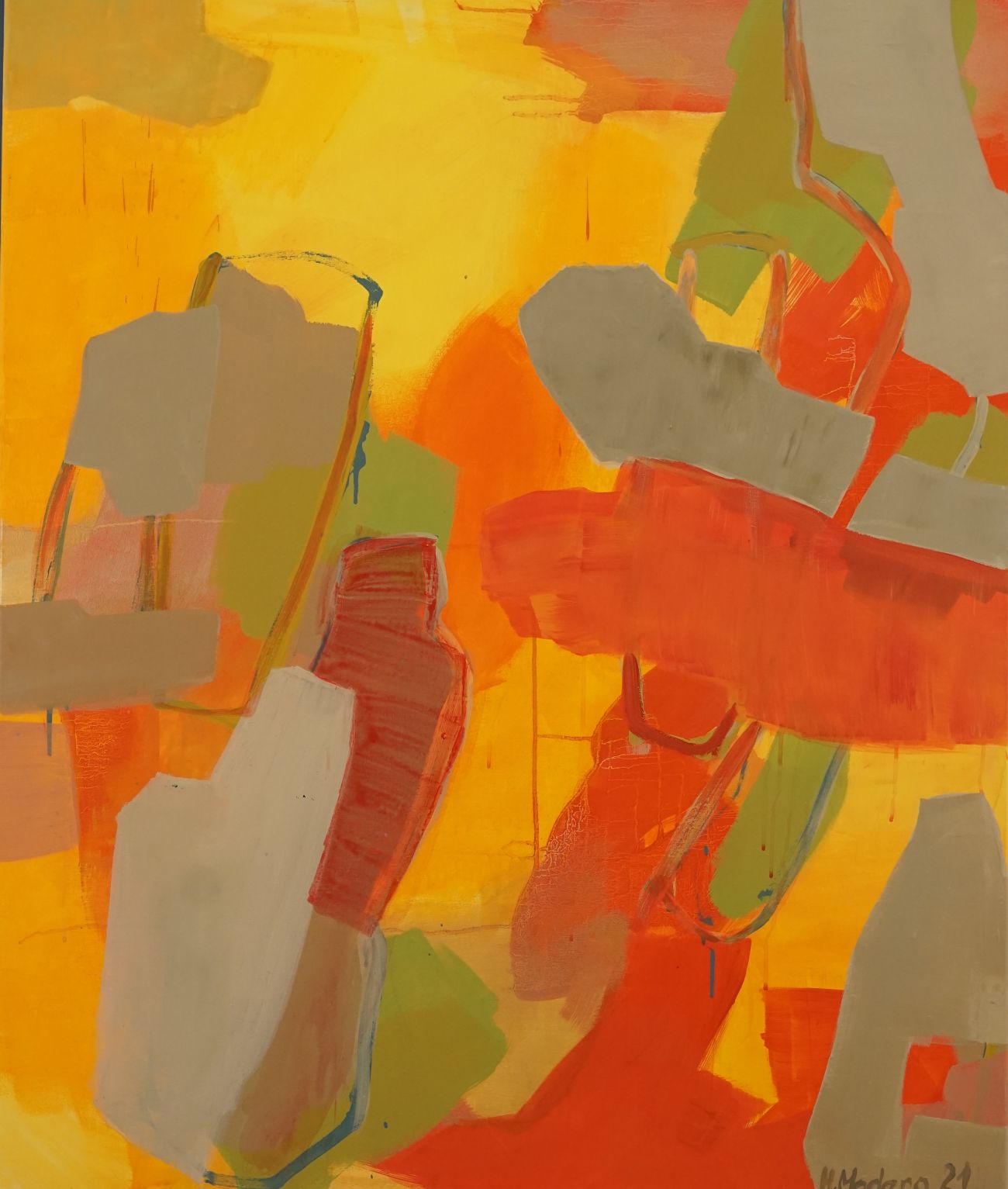 Das Bild zeigt das Kunstwerk der österreichischen Künstlerin Helga Madera, mit dem Titel Mittag in der Blockheide